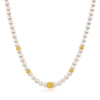 YuYu 波光璀璨 黃金鑽石珍珠項鍊