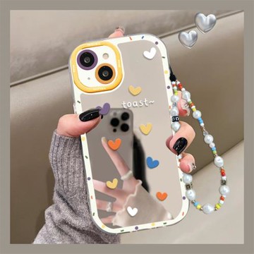 彩色愛心適用蘋果17promax手機殼iphone16鏡面奶油13簡約12個性14女XS/15時尚8plus+硅膠防摔新款全包保護套