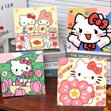 🌸臺灣出貨🎉個性甜酷凱蒂貓數字油畫diy手繪丙烯油彩畫手工裝飾畫
