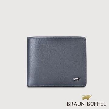 【BRAUN BUFFEL】波索-A 8卡男夾-藍色(德國小金牛台灣總代理)/BF519-313-NY