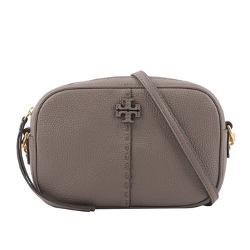 TORY BURCH McGraw 荔枝皮革拉鍊相機包(楓樹棕) 147578 963