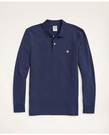 Brooks Brothers Men's Golden Fleece Stretch Supima Long-Sleeve Polo Shirt | Navy | Size Medium