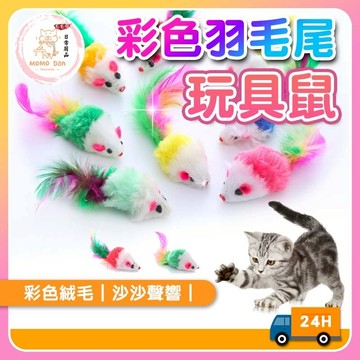 【現貨秒發💖免運】貓玩具老鼠 貓 貓咪玩具老鼠 仿真老鼠 逗貓神器 逗貓玩具 彩色羽毛 發聲玩具 毛絨老鼠  A355