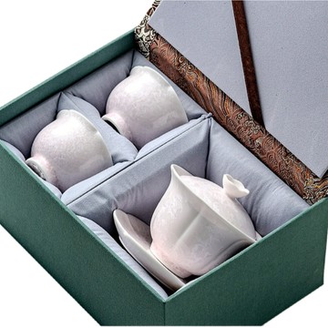 茶杯組 粉冰花150ML茶具 窯變三才蓋碗 花口泡茶碗套裝 品茗杯 送禮功夫茶具 主人杯 禮盒伴手禮