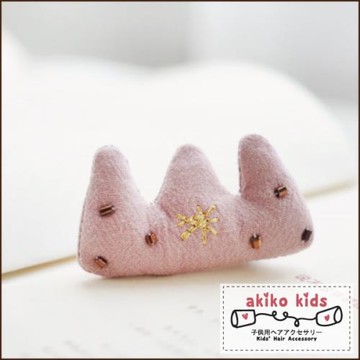 【akiko kids】可愛小巧棉麻三角皇冠造型鴨嘴夾