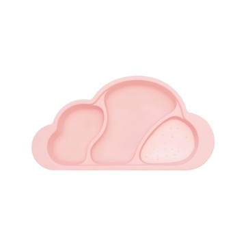 雲朵分隔矽膠餐盤 超強吸力  櫻花粉  1個
