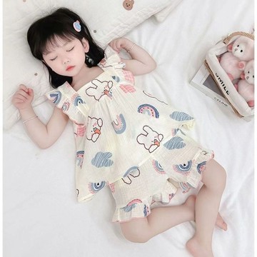 ❤️AL❤️ 兒童睡衣 女童睡衣 兒童夏季睡衣 夏季女中大薄款背心吊帶短褲小女孩寶寶兒童睡衣女童家居服兩件套