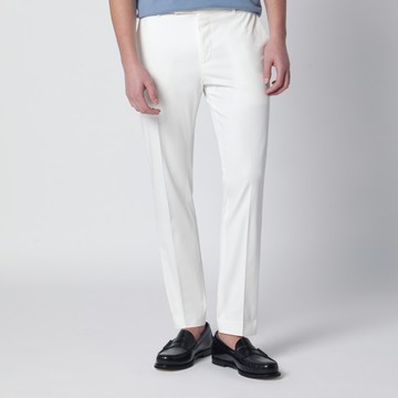 White slim-fit cotton-blend trousers