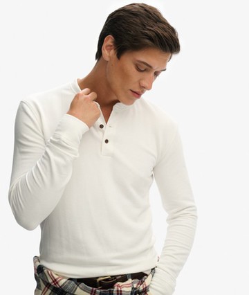 Superdry Men's The Merchant Store - Grandad Top Cream Size: L