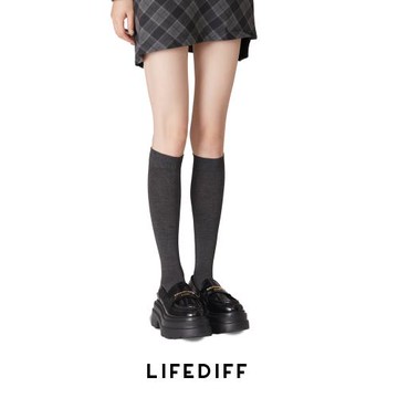 黑色簡約壓力顯瘦小腿襪女秋冬長筒襪JK高筒襪子美腿塑形配小皮鞋