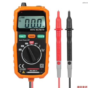 數字萬用表 測量交流/直流電壓/電池測試/電阻/二極管/連續性/NCV測試 多功能測試儀 帶背光LCD顯示屏 橙色 PM