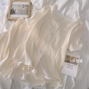 椰椰奶泡 睡衣女夏季純欲風紗布棉短袖短褲套裝甜美可外穿家居服