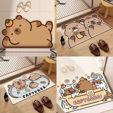 🔥台灣現貨 卡皮巴拉地墊 水豚地墊 浴室地墊 硅藻泥地墊 吸水腳墊 衛生間門口地墊 防滑墊 硅藻泥吸水墊 硅藻泥吸地墊