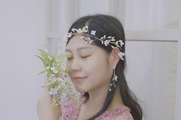 手作丁香髮冠  手捏黏土丁香花  獨特設計 適合出外景  新娘飾品