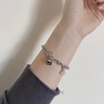 鈦鋼材質 不對稱的平衡 胎毛母乳手鍊