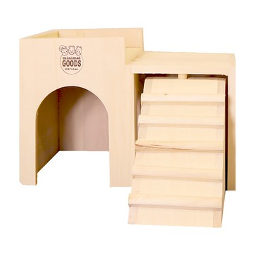 MARUKAN 鼠鼠城堡餐廳 (M) 天然木  原木色  1入