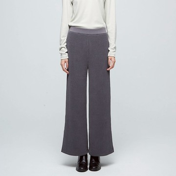 不可退換 /REBOOT-開衩粗針寬褲(女)-磁灰