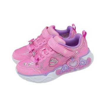 Skechers 休閒鞋 S Lights 中大童鞋 燈鞋 寶石 皇冠 魔鬼氈 303732LPNK