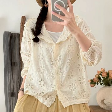 鏤空刺繡文藝罩衫186134