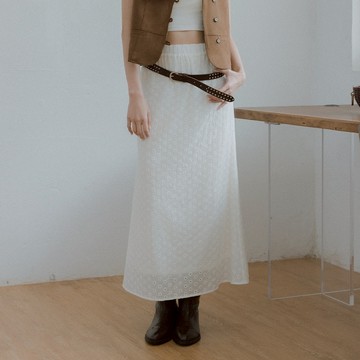 CC.DAILY-皺皺鏤空小花魚尾裙-女【J2CO024】