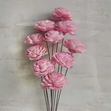 索拉花 4cm 花朵+枝條(已黏)  玫瑰紅  10支