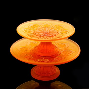 中式家居水果盤佛堂供佛觀音財神貢盤琉璃浮雕密宗八吉祥供盤果碟