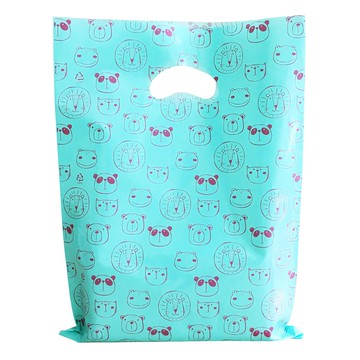 Sungwon 動物圖案塑膠提把購物袋 (100入)  動物園 薄荷綠  100枚  35 x 45cm