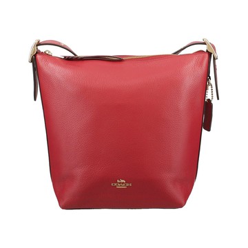 COACH - 素面荔枝皮革斜背包 (紅)