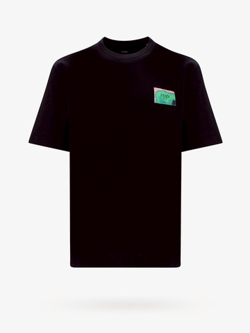 Cotton t-shirt with multicolor logo patch - FENDI - gender_Man