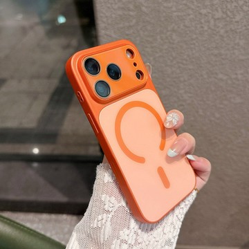 強磁吸附  防摔防滑保護殼防摔全包自帶鏡頭膜 撞色大視窗 適用於iphone 17 16 15 14 promax手機殼