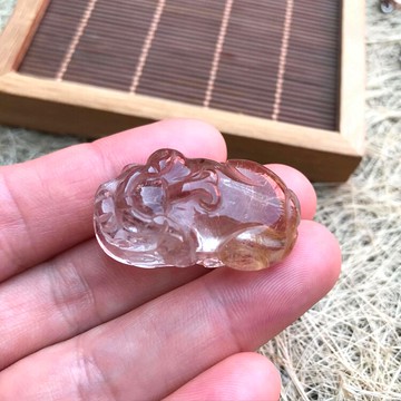 天然水晶發晶貔貅金錢招財辟邪吊墜一物一圖掛件