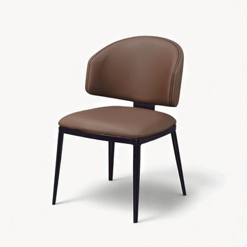 布朗咖啡餐椅 CH108｜溫暖咖啡色皮革 × 俐落金屬腳架