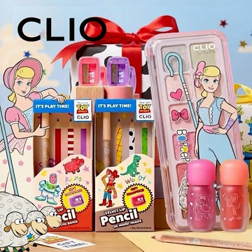 新禮物🪀【CLIO】玩具總動員聯名柔焦奶瓶唇釉+Air 12 色眼影盤&刷具+唇線筆&削筆器套組