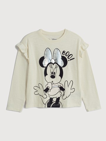 女幼童裝 Gap x Disney迪士尼聯名 純棉印花圓領長袖T恤-象牙白