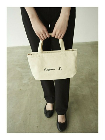 WEB限定 GO03-02 ロゴ手提包 agnes b. VOYAGE  手提包 白色