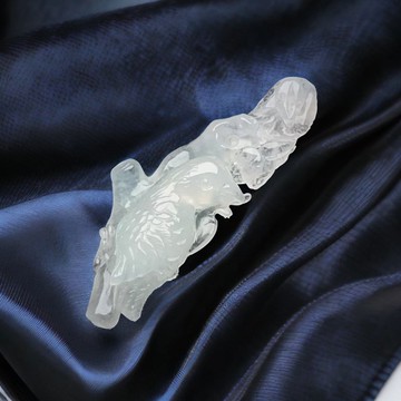 冰糯飄花翡翠巧雕鳥吊飾 | 天然緬甸玉翡翠A貨 | 送禮