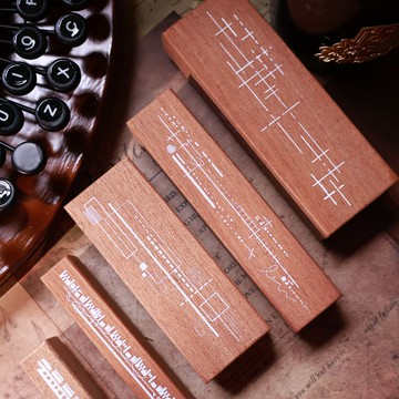 壹洱文創第14期新品【基礎線條印章】沙比利打底手賬印章紅橡膠