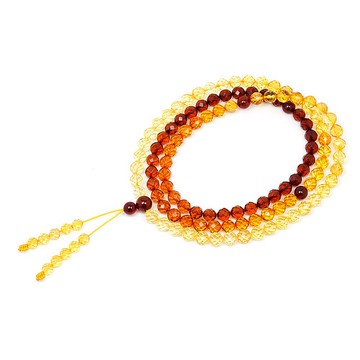 【正佳珠寶】琥珀 頂級鑽切彩虹琥珀 6.6-7mm 108顆念珠佛珠