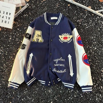 潮牌字母棒球服外套男秋季復古寬鬆潮流休閒百搭上衣男