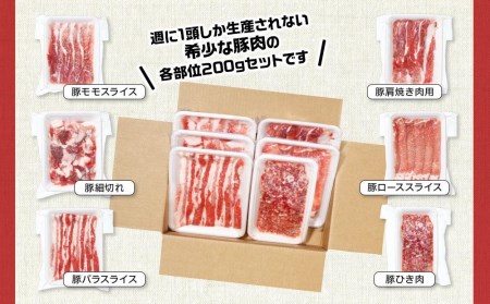 田んぼ豚200g×6品セット1.2kg（放牧とお米で育った希少な豚肉）