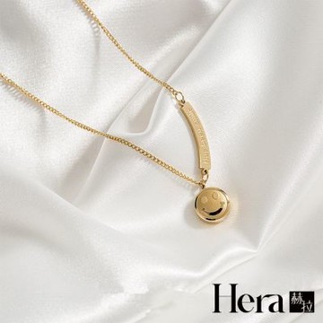 【Hera 赫拉】簍空笑臉吊墜雙層頸鍊/項鍊/鎖骨鍊