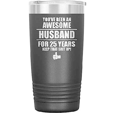 25th Wedding Anniversary Tumbler Travel Mug Coffee Cup 25 Twenty Five Fifth Year Funny For Husband Men Him M-99A (20oz, Black)