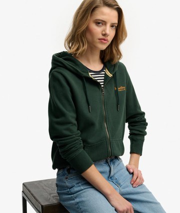 Superdry Women's Essential Logo Half Brushed Zip Hoodie Green Size: 4