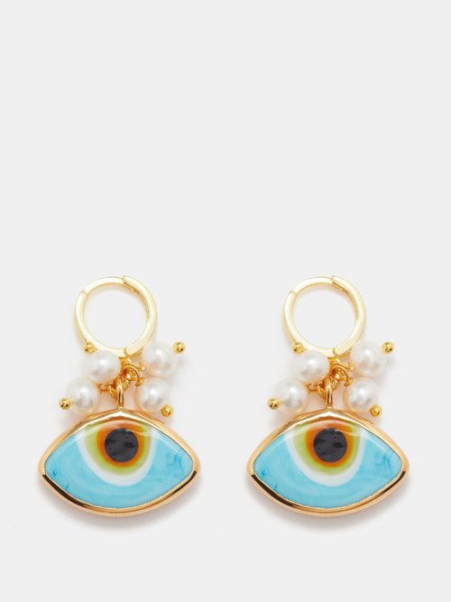 Tohum - Tohum Pearl & 24kt Gold-plated Drop Earrings - Womens - Blue Multi