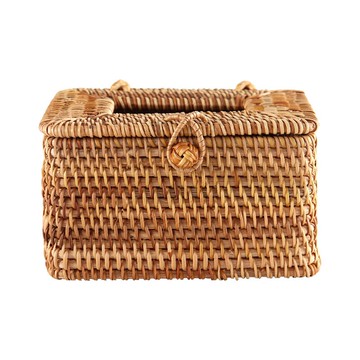 昱器 手工秋藤編制紙巾盒竹編復古懷舊餐巾盒抽紙盒家用裝飾擺件