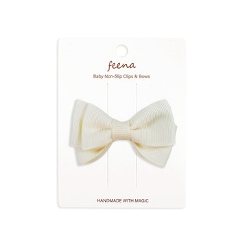 Feena - No.22蝴蝶結髮夾-米