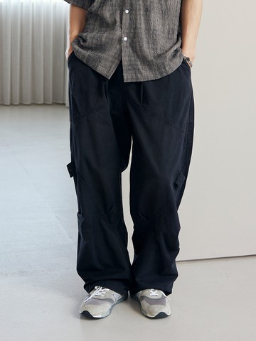 休閒褲腳可縮寬鬆長褲