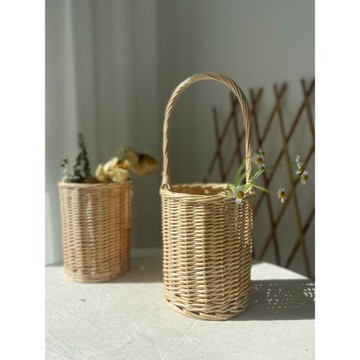草編藤編家居裝飾田園風手工編織花籃客廳干花插花花籃小提籃