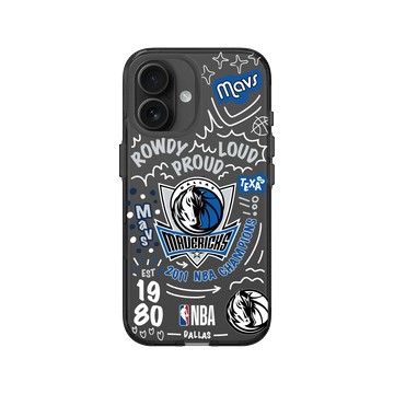 iPhone 16 Clear (相機按鈕) 酷墨灰 - NBA - 塗鴉系列-達拉斯獨行俠 Dallas Mavericks - Graffiti