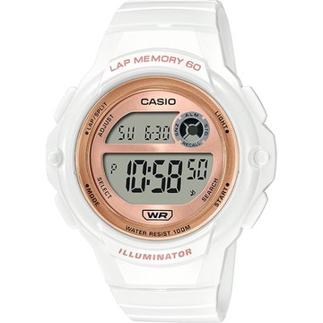 CASIO 卡西歐 運動慢跑女錶 1212購物節 送禮推薦-白x玫瑰金 LWS-1200H-7A2